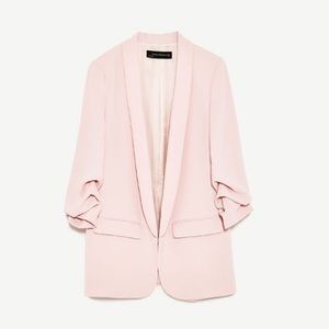 Zara Woman Ruched Sleeve Blazer